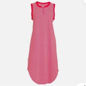 Sleeveless red and white Henley neckline maxi costal cowgirl dress large